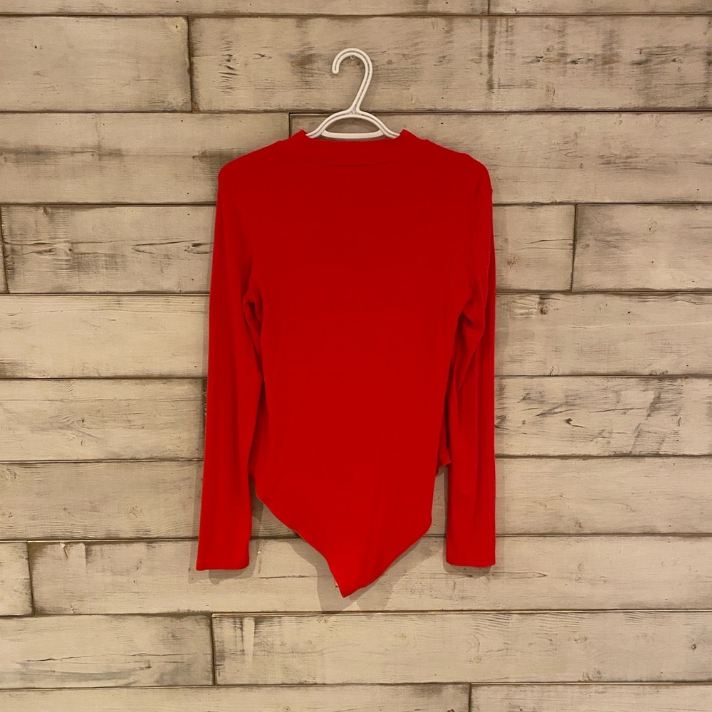 Mango Pop Red Long Sleeve bodysuit Women's Top. Size XL